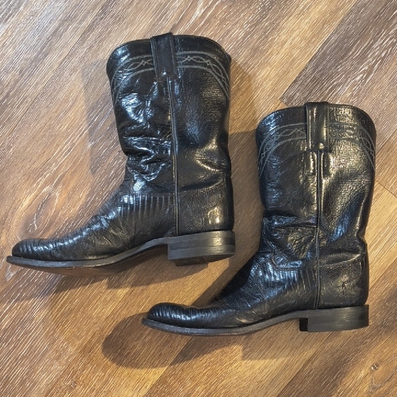 Justin Boots Black Classic Western Boots - Picture 4 of 6